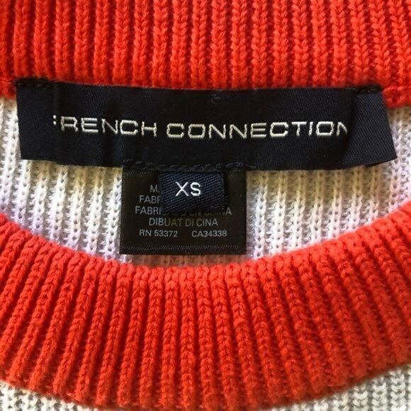 French Connection Nuka Stripe Sweater in Lemon Tonic / Poppy Red XS - Picture 4 of 7